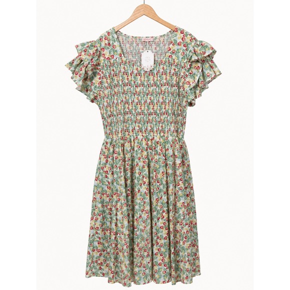Ivy City Co. Dresses & Skirts - Ivy City Co Strawberry Smocked Ruffle Maxi Dress Size 3X Garden Party Cottage